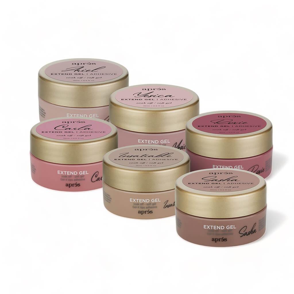 Apres Color Extend Gel Cover Collection (6 Color in Jar 0.5 Each)