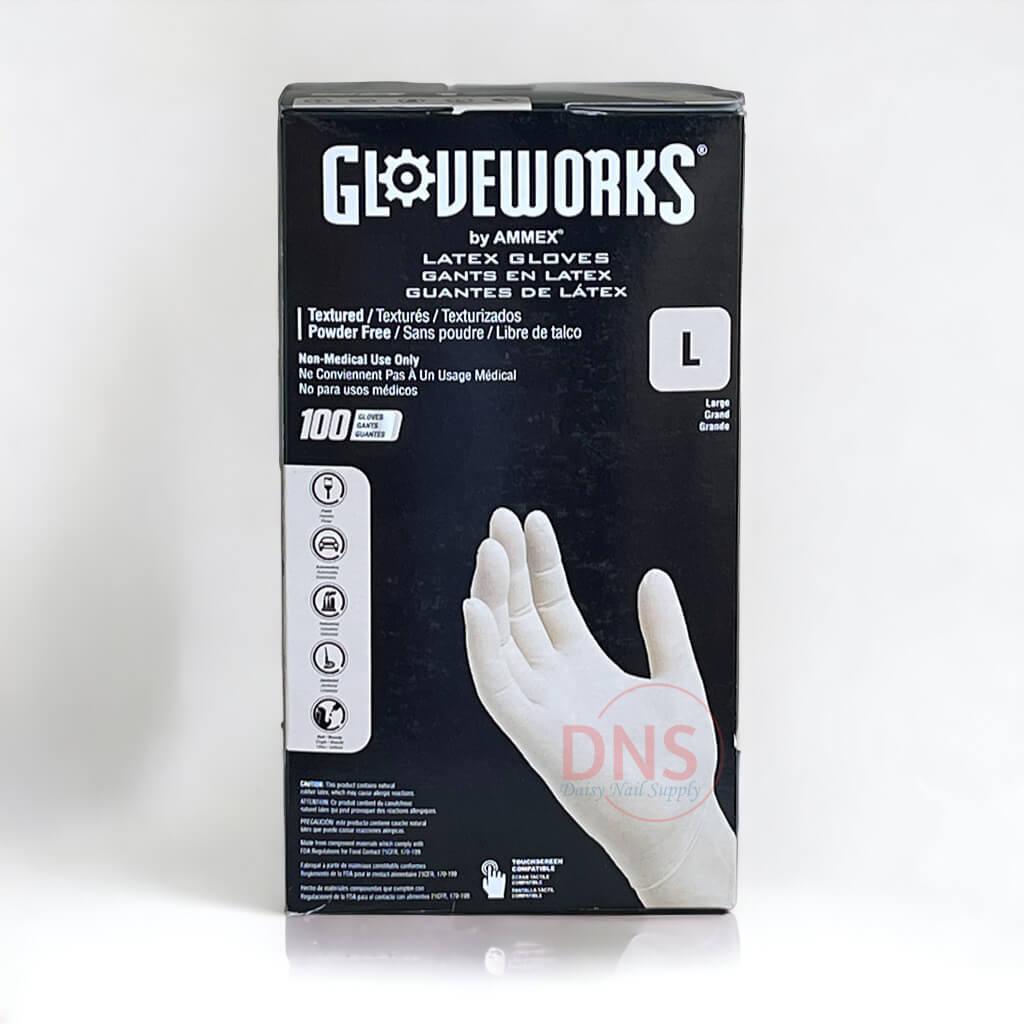 Gloveworks Powder Free Textured Latex Gloves, Large