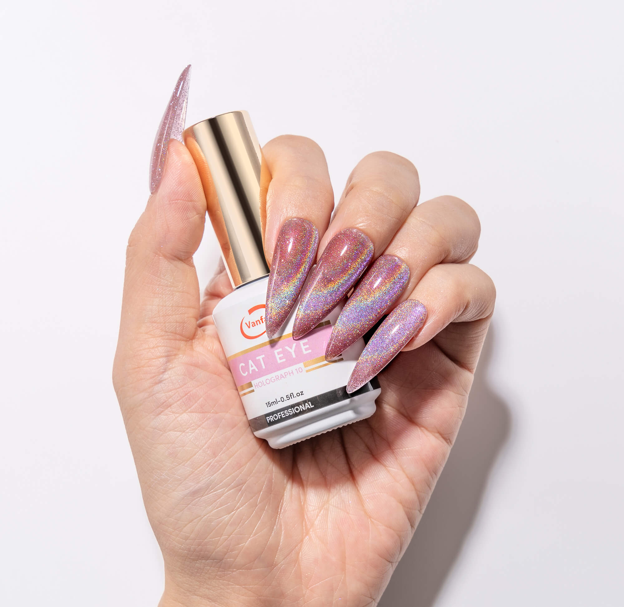 Vanfa Soak off Gel Nail Polish Cat Eye 0.5 Oz Holograph *Pick your colors*