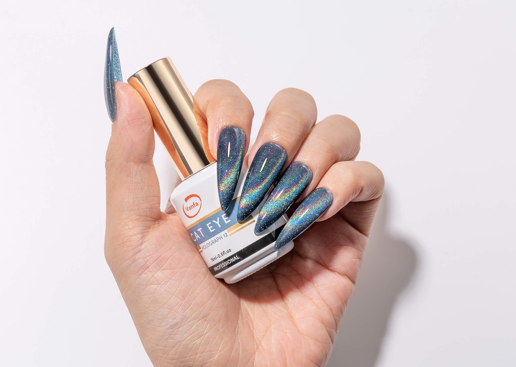 Vanfa Soak off Gel Nail Polish Cat Eye 0.5 Oz Holograph *Pick your colors*