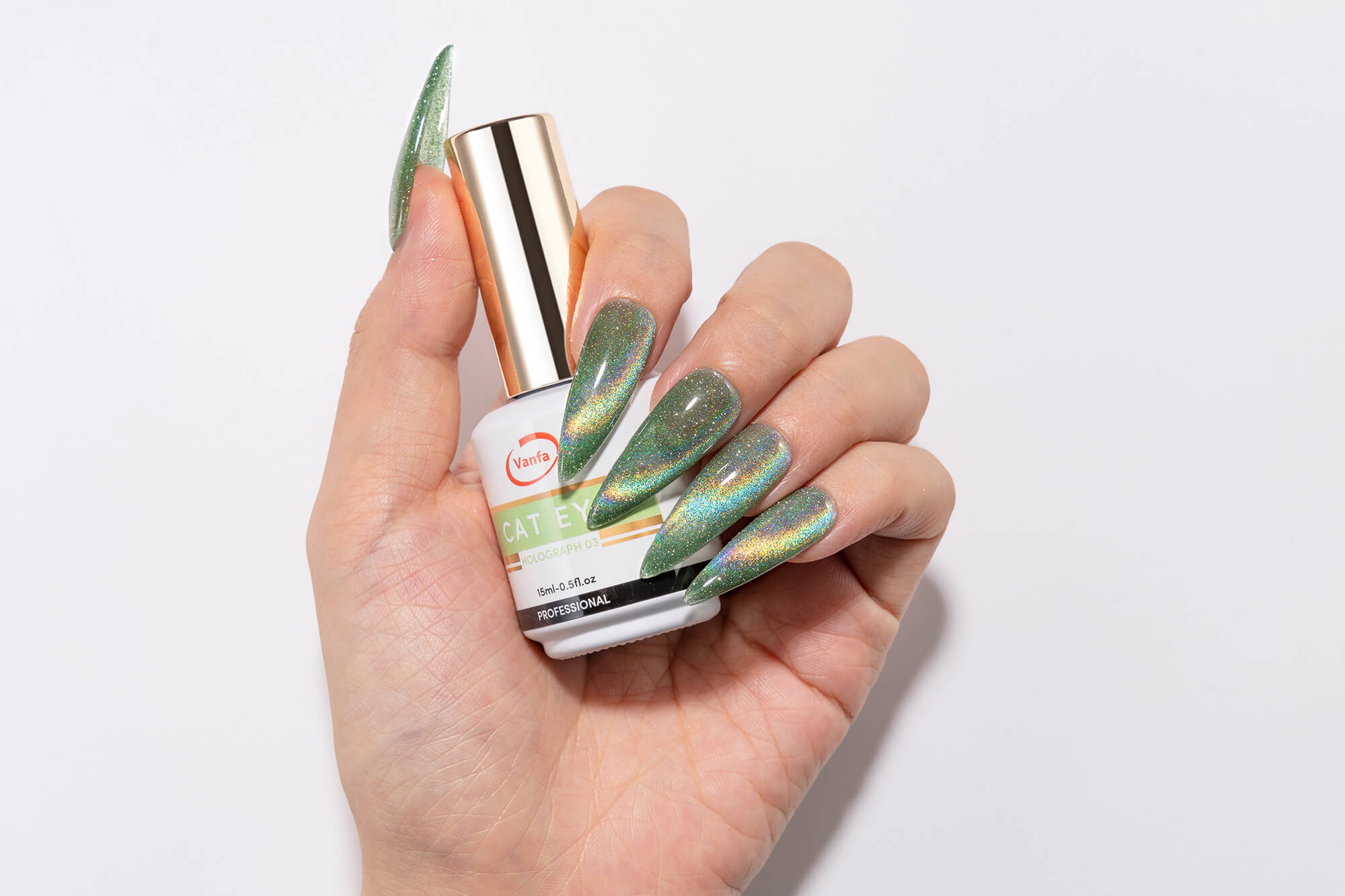 Vanfa Soak off Gel Nail Polish Cat Eye 0.5 Oz Holograph *Pick your colors*