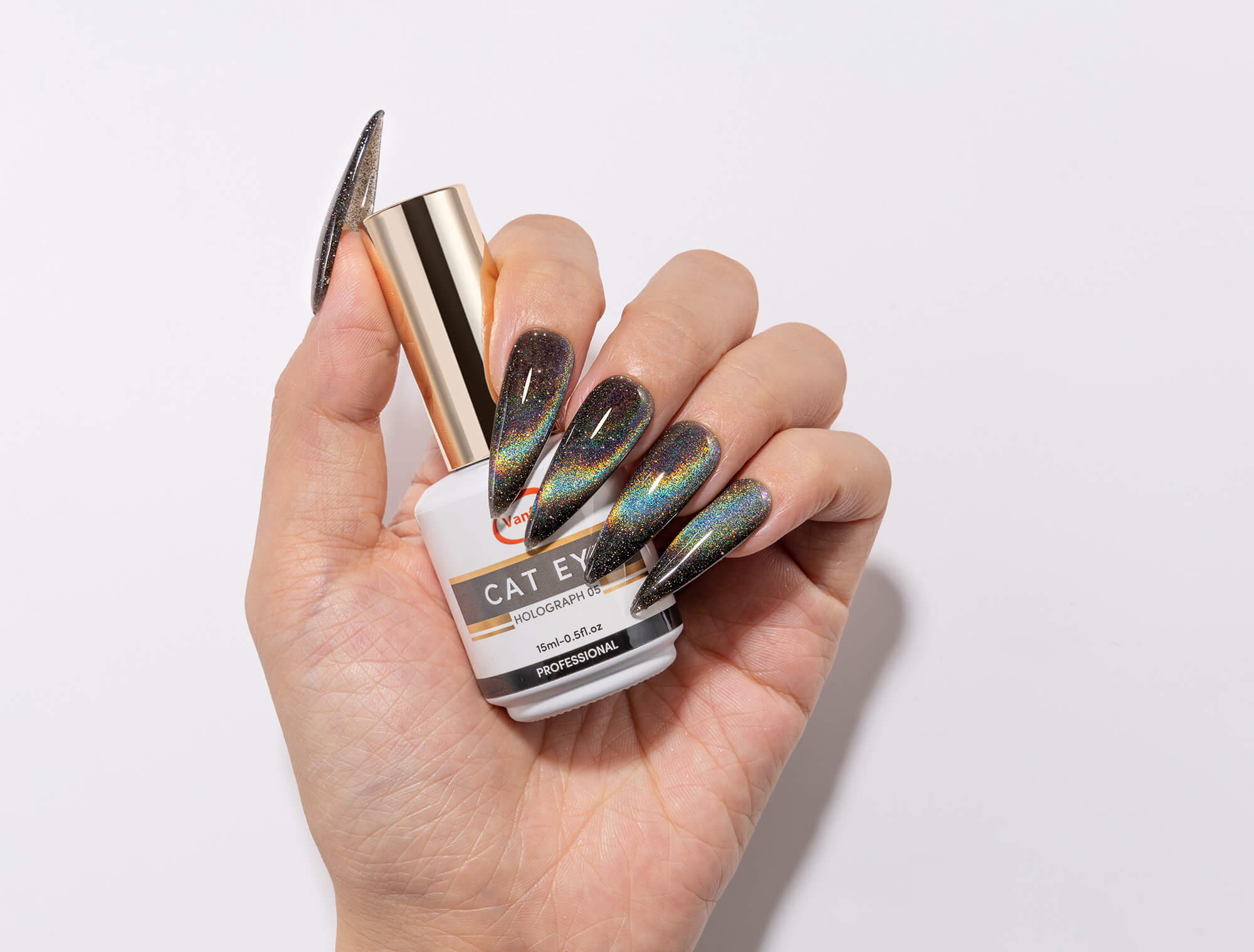 Vanfa Soak off Gel Nail Polish Cat Eye 0.5 Oz Holograph *Pick your colors*