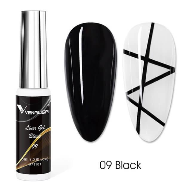 Venalisa Liner Detailing Nail Art Gel 0.28 Oz - #09 Black