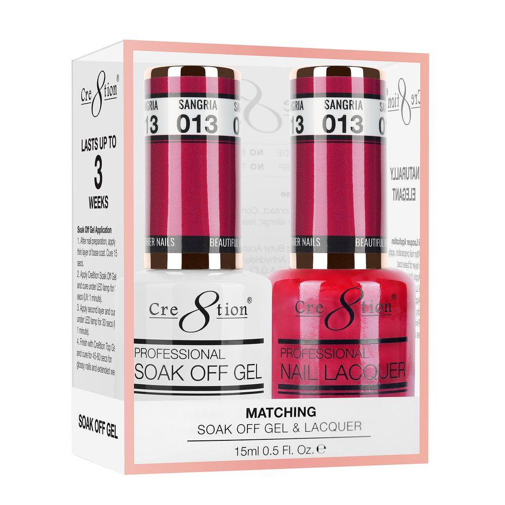 Cre8tion Soak Off Gel & Matching Nail Lacquer Set | 13 Sangria