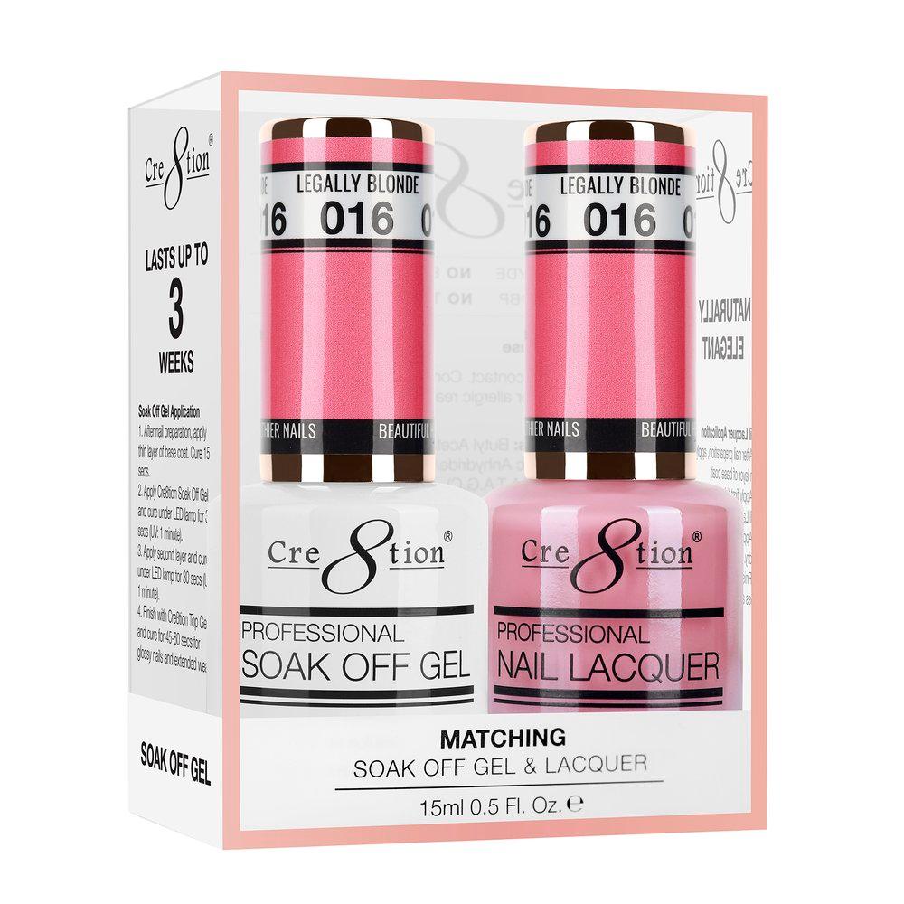 Cre8tion Soak Off Gel & Matching Nail Lacquer Set | 16 Legally Blonde