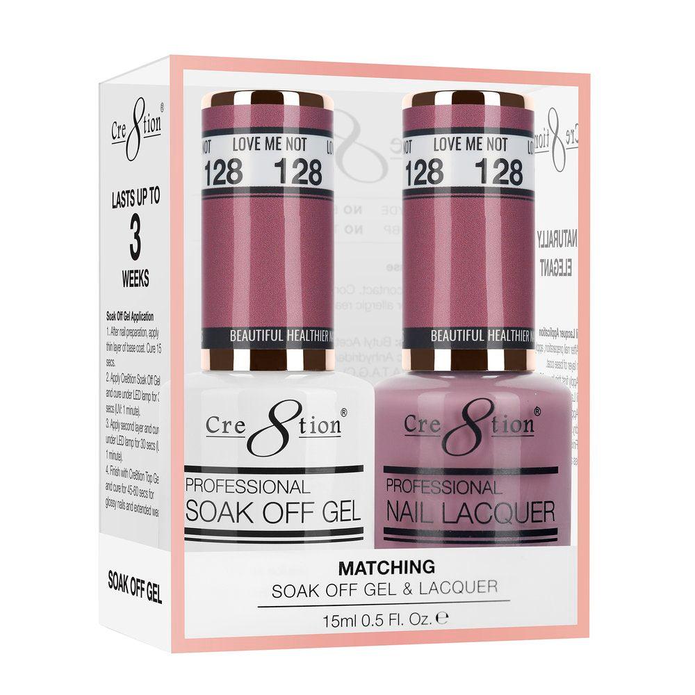 Cre8tion Soak Off Gel & Matching Nail Lacquer Set | 128 Love Me Not