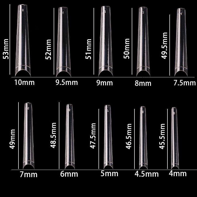 Cre8tion Nail Tips #18 Clear Longer Coffin 500 pcs - Item#15221