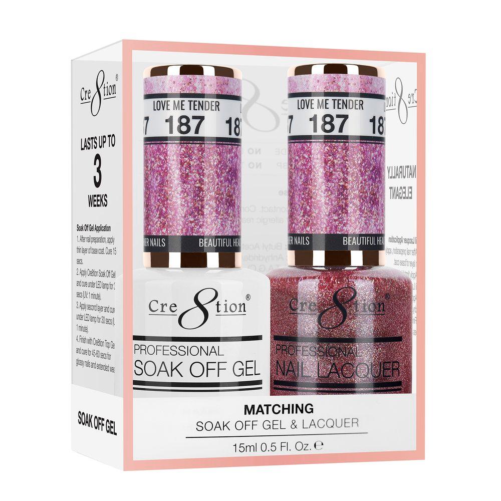 Cre8tion Soak Off Gel & Matching Nail Lacquer Set | 187 Love Me Tender
