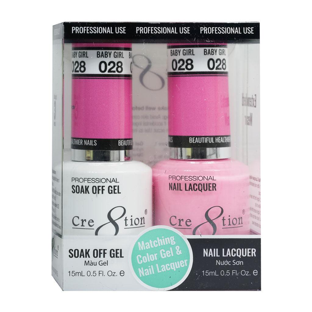 Cre8tion Soak Off Gel & Matching Nail Lacquer Set | 028 Baby Girl