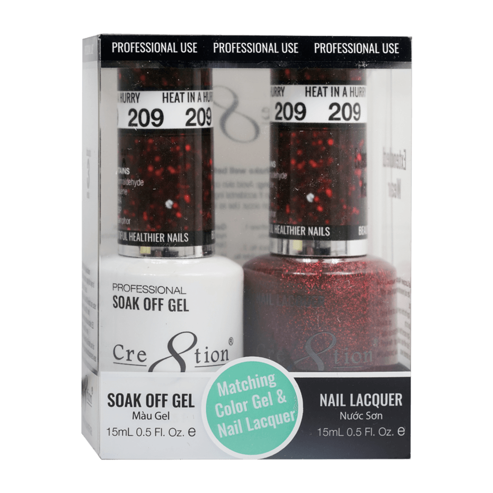 Cre8tion Soak Off Gel & Matching Nail Lacquer Set | 209 Heat In A Hurry