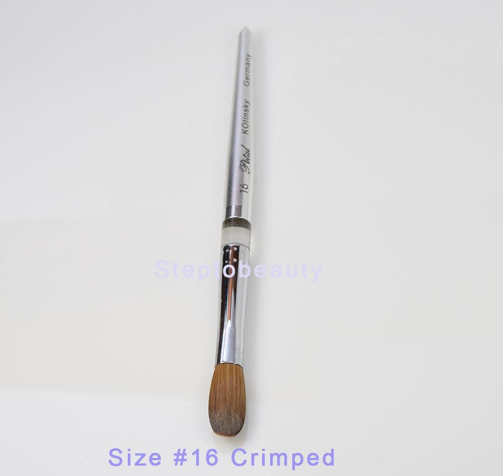 Acrylic Nail Brush Kolinsky | Petal Silver Handle CRIMPED Size #16