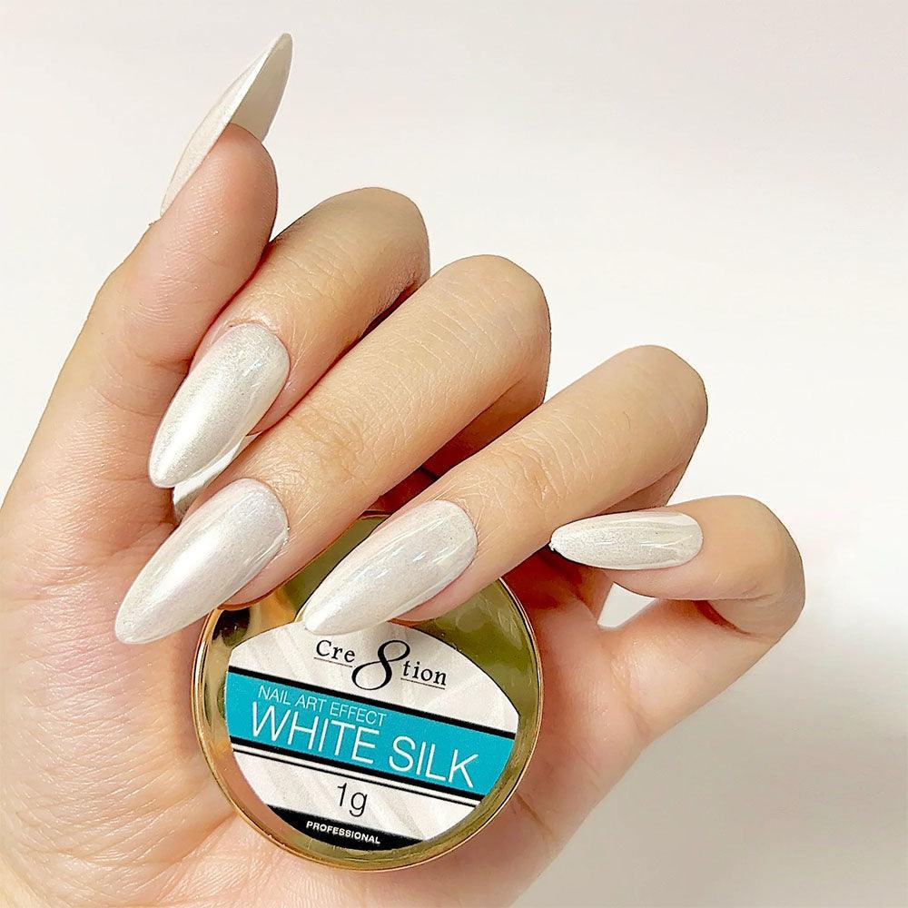 Cre8tion Chrome Nail Art Effect Powder 1g - White Silk