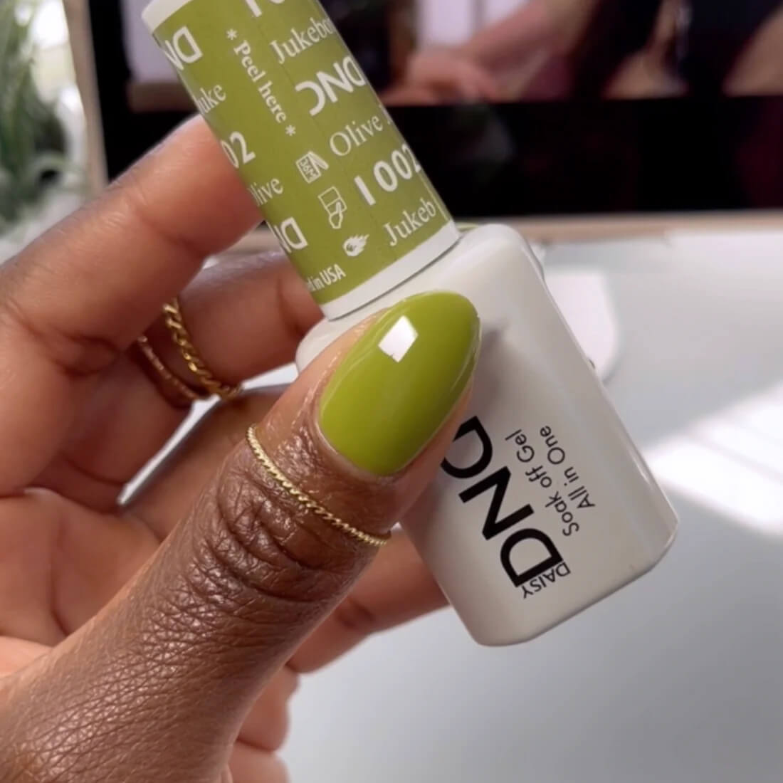 DND Gel Polish & Matching Nail Lacquer #1002 Jukebox Olive