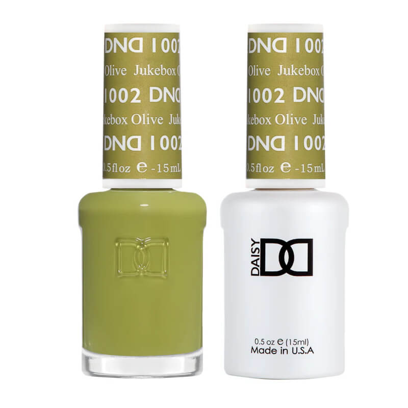 DND Gel Polish & Matching Nail Lacquer #1002 Jukebox Olive