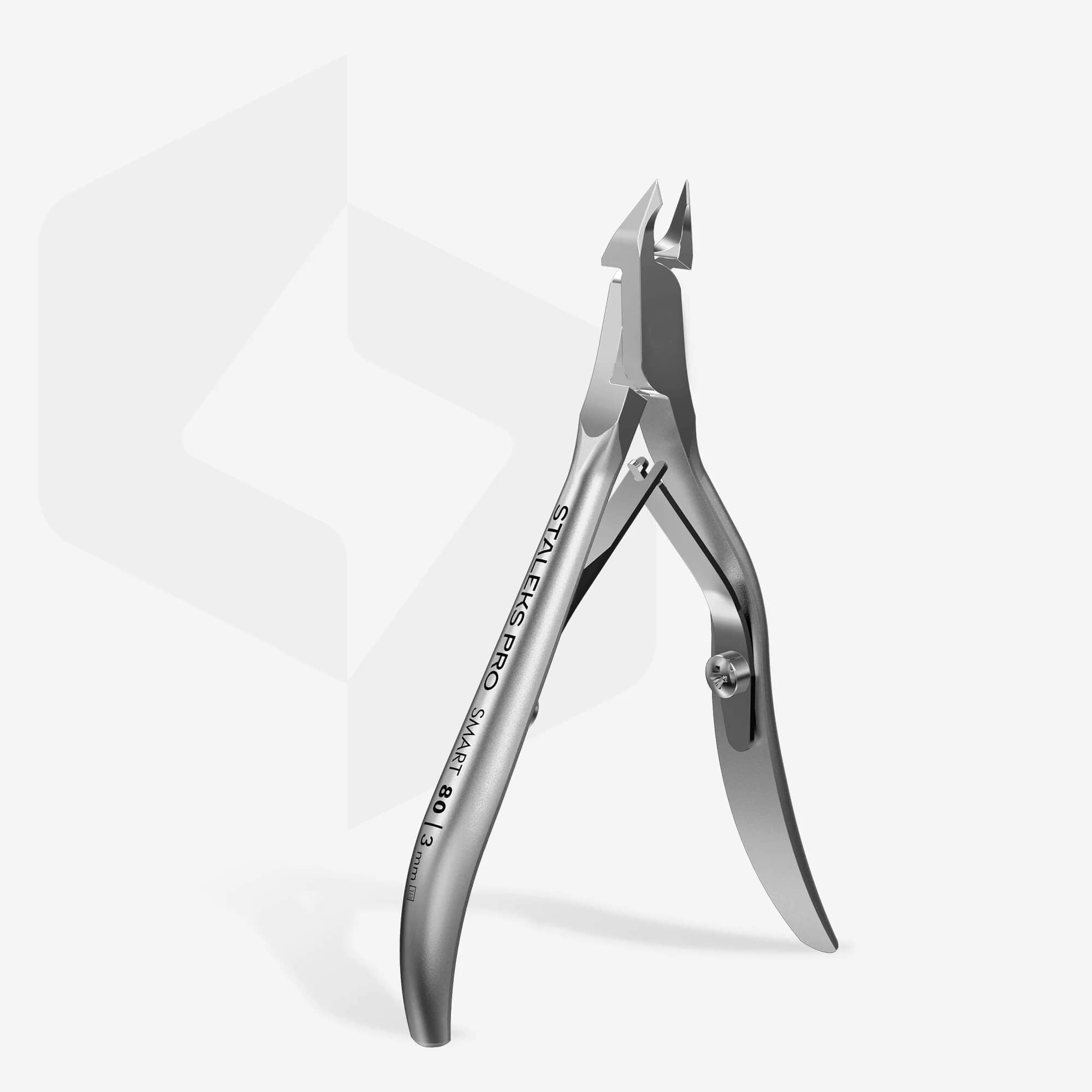 Staleks Cuticle Nail Nipper - Stainless Steel - Square Head - Double Spring - Smart 80 Quater Jaw 3mm (NS-80-3)