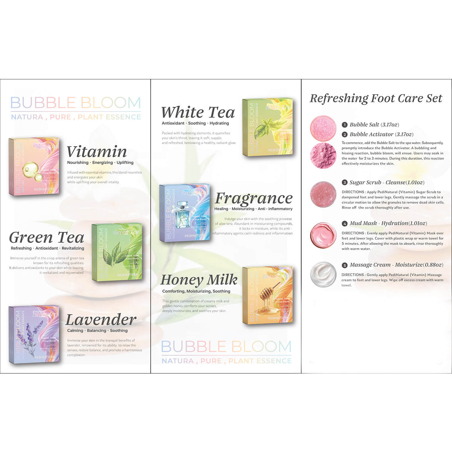 Pedinatural Bubble Bloom Pedicure set - Honey Milk (1 Set)