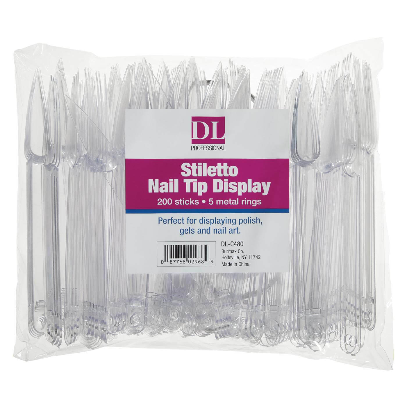 DL Pro Stiletto Nail Tips Display on a Ring - 200 Item# DL - C480