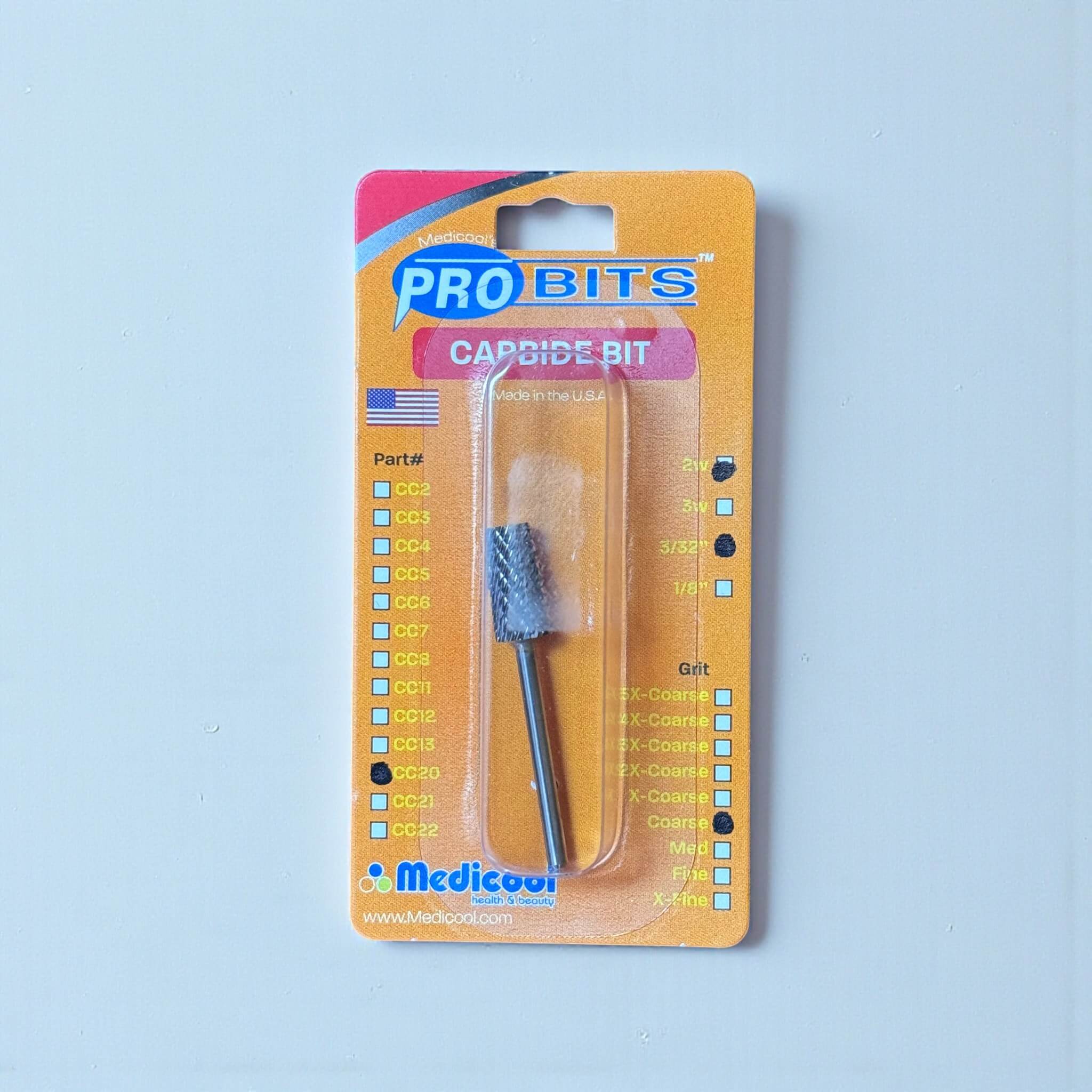 Carbide Nail Drill Bit 3/32'' Shank | Medicool CC20 COARSE