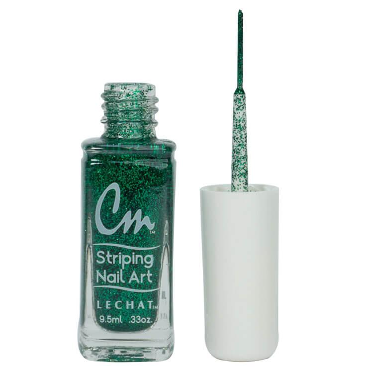 Lechat CM Striping Nail Art Lacquer .33 Oz - CM33 Green Glitter