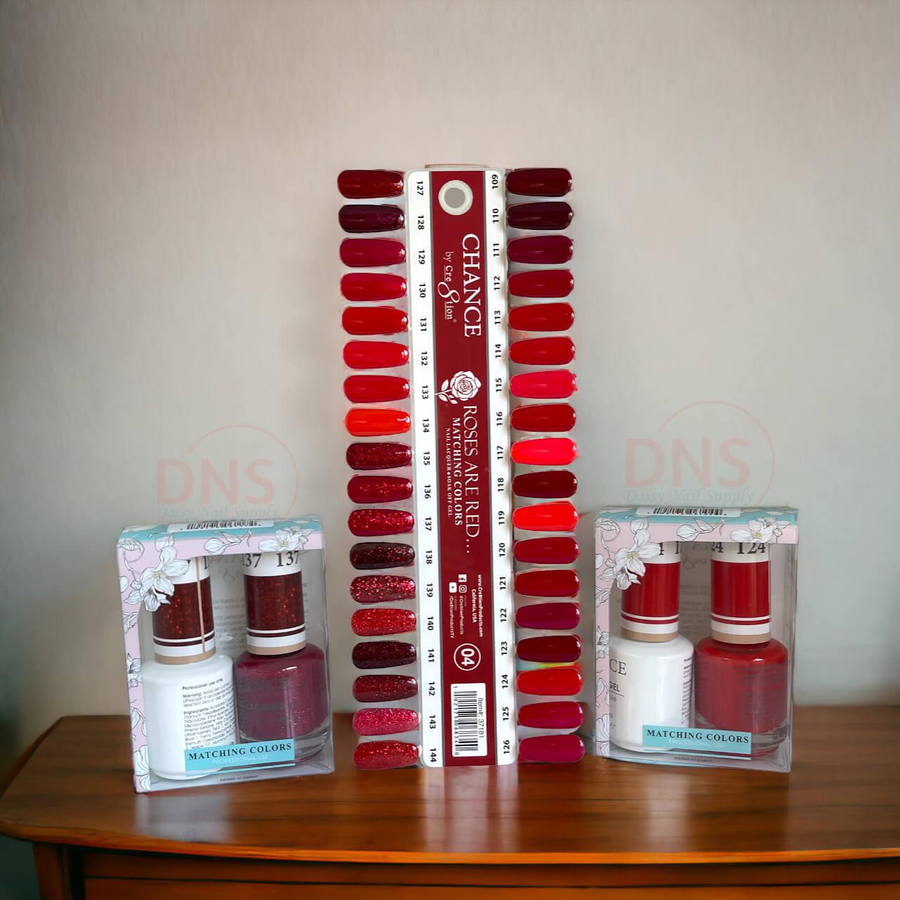 Chance Duo Gel & Matching Lacquer - Set of 36 Colors (#109->144) + Free Color Chart