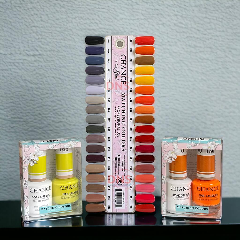 Chance Duo Gel & Matching Lacquer - Set of 36 Colors (#181->216) + Free Color Chart