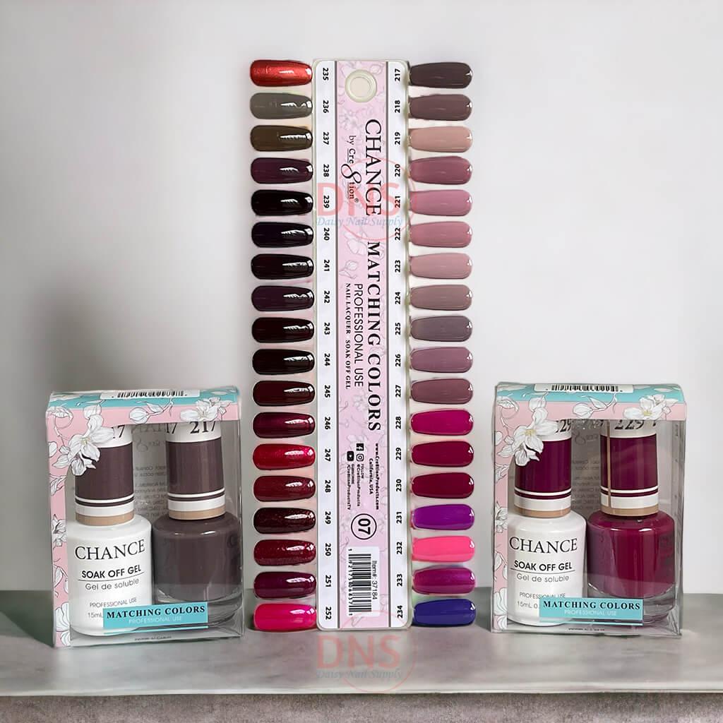Chance Duo Gel & Matching Lacquer - Set of 36 Colors (#217->252) + Free Color Chart