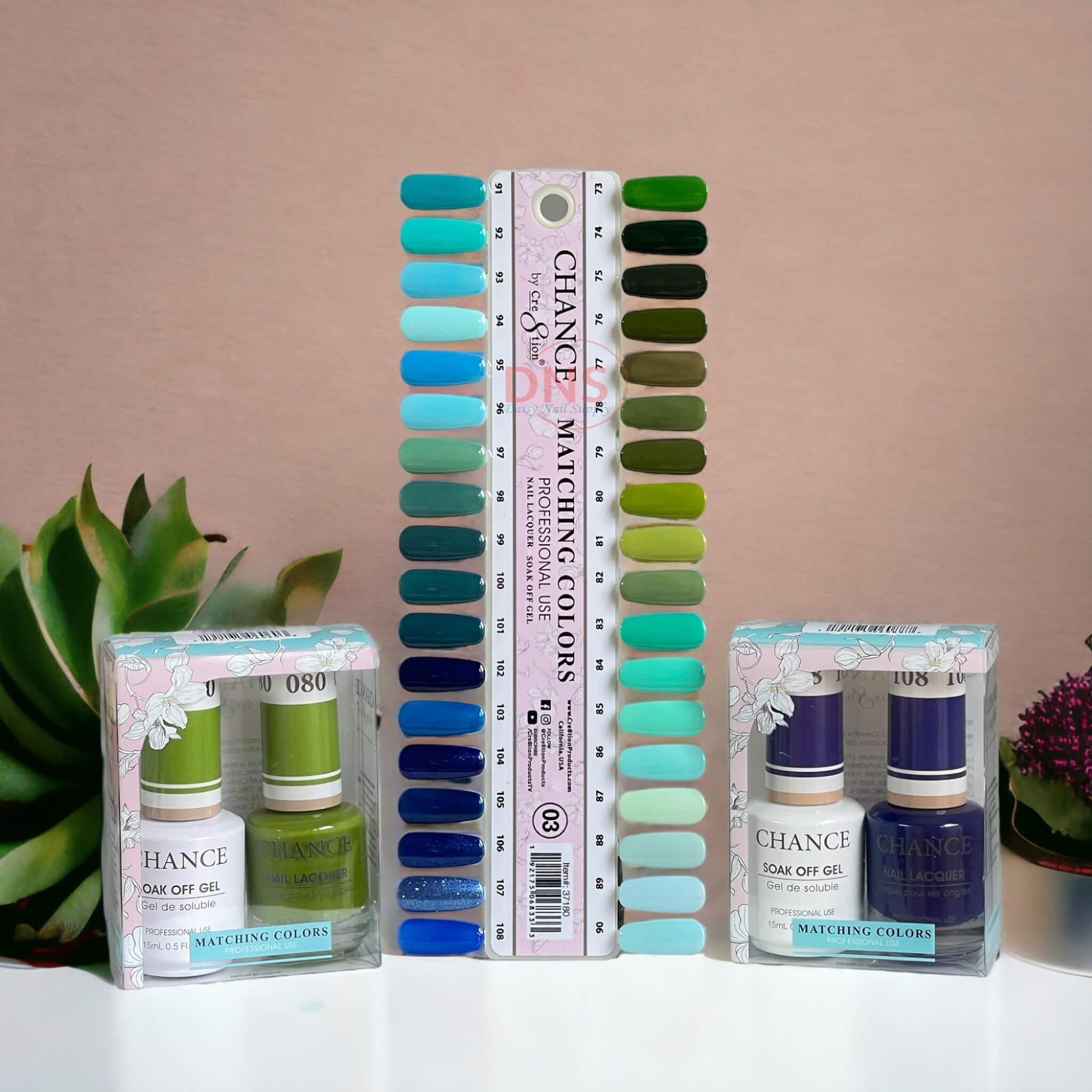 Chance Color Chance Duo Gel & Matching Lacquer - Set of 36 Colors (#73->108) + Free ...