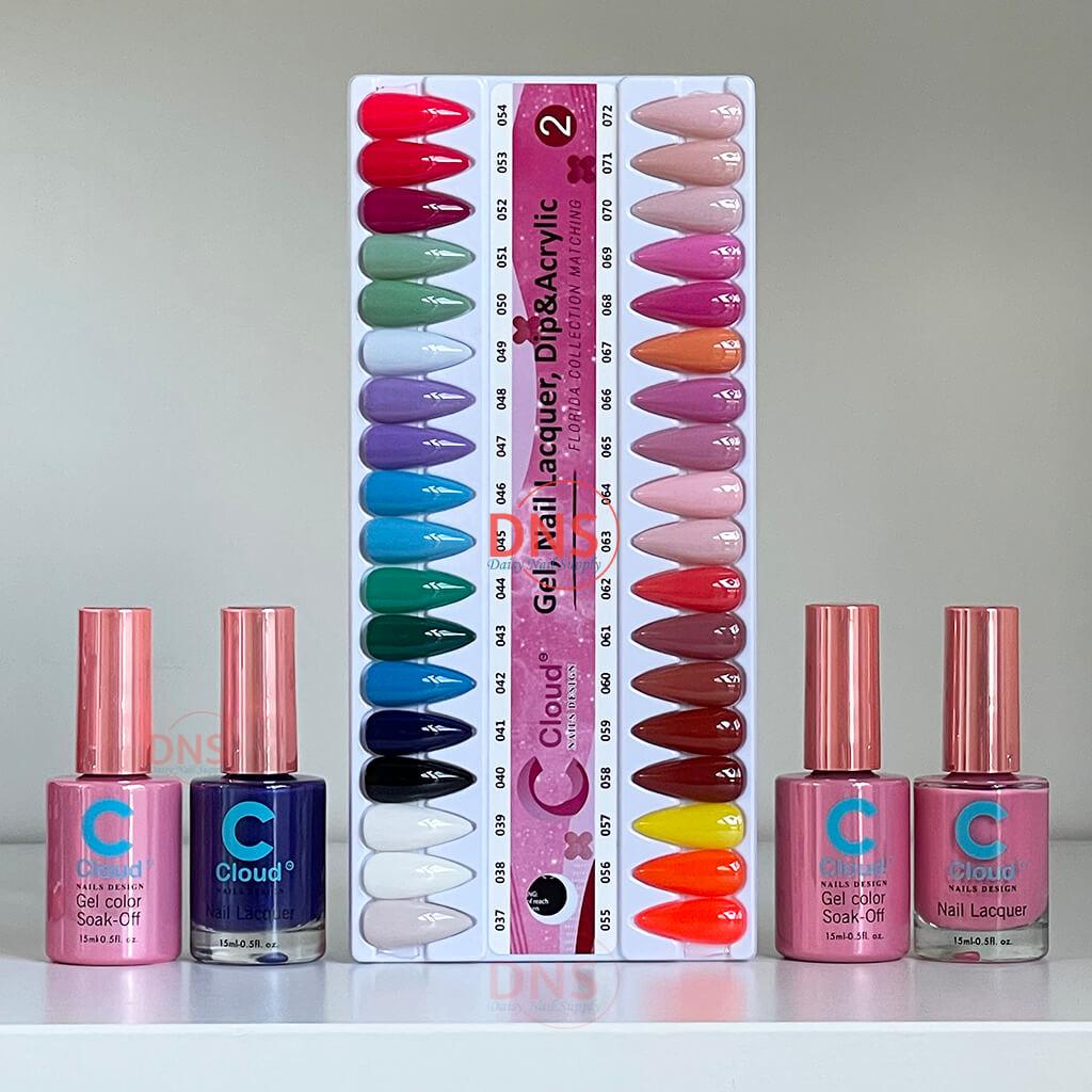 Chisel Cloud Duo Gel + Matching Lacquer (Set 36 Colors #037 --> #072) + Free Color Chart
