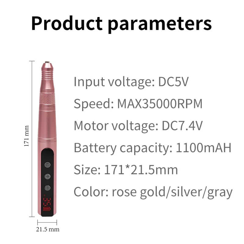 DNS Rechargeable Cordless Nail Drill With Led Display #79009 Pink