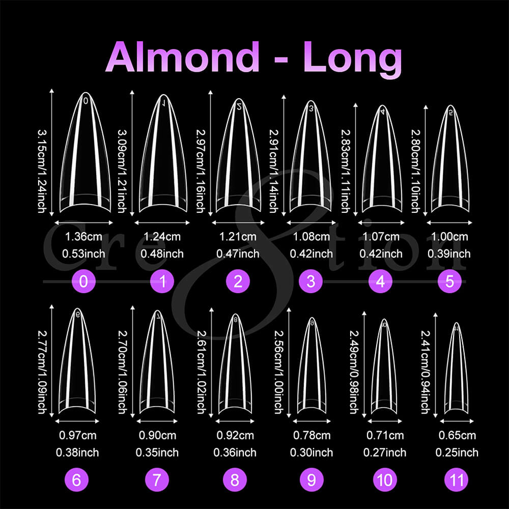 Cre8tion Nail Tips item #15595 - ALMOND LONG