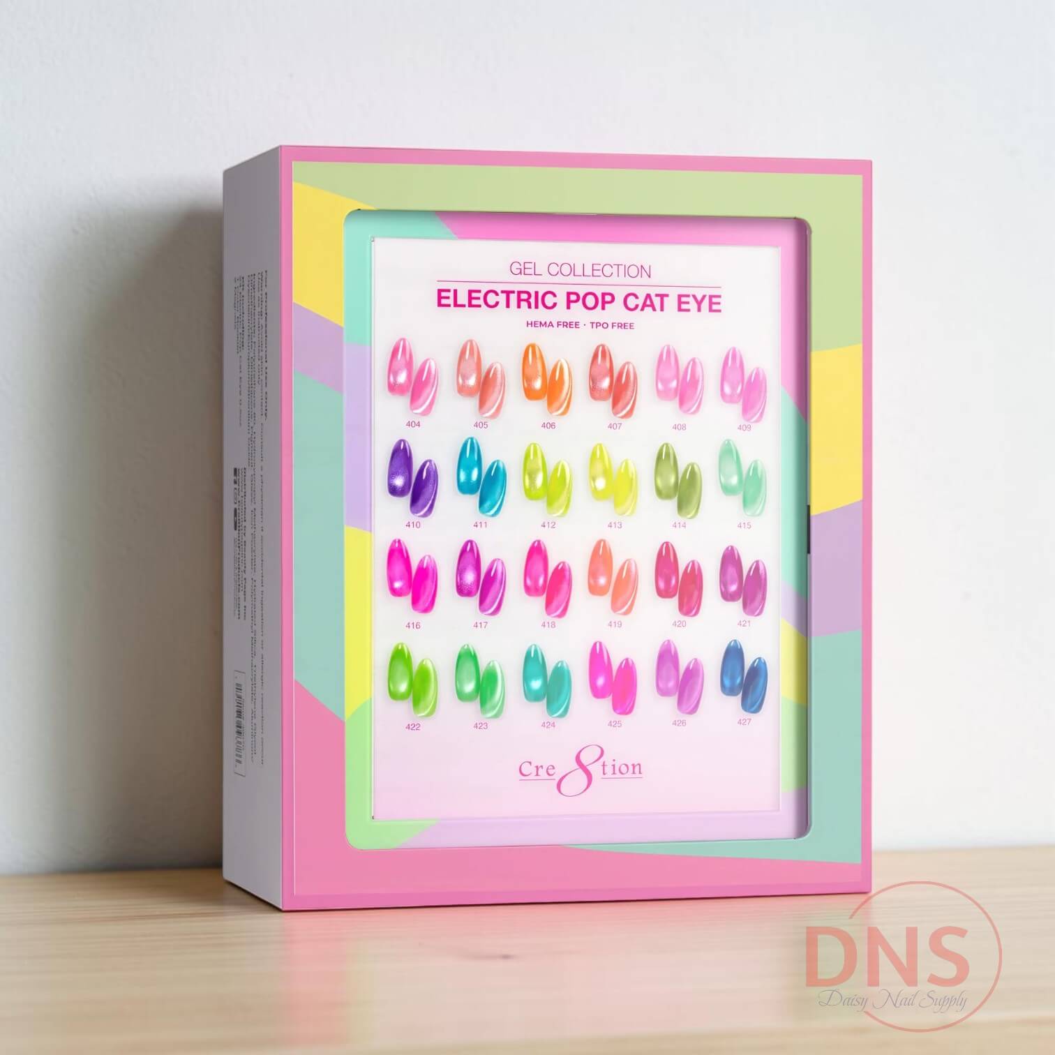 Cre8tion Gel Cat Eye - Electric Pop Kit - 24 Colors + Color Chart Free
