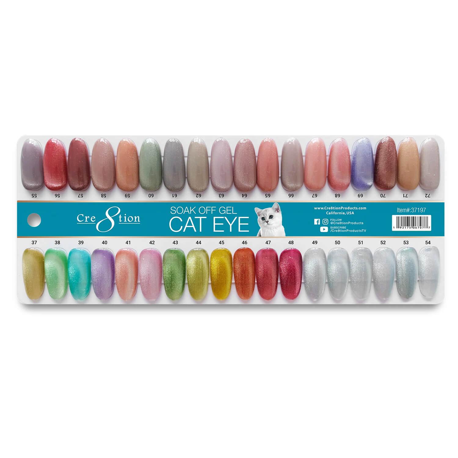 Cre8tion Gel Cat Eye 0.5 Oz (Pack of 36 Colors) #37 --> #72 + Color Chart