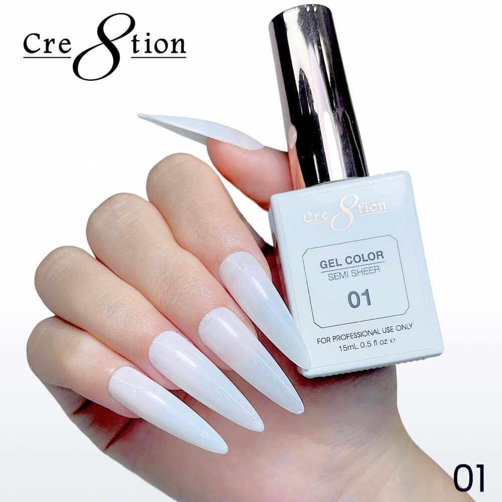 Cre8tion Soak off Gel Color Hema Free SEMI SHEER #01