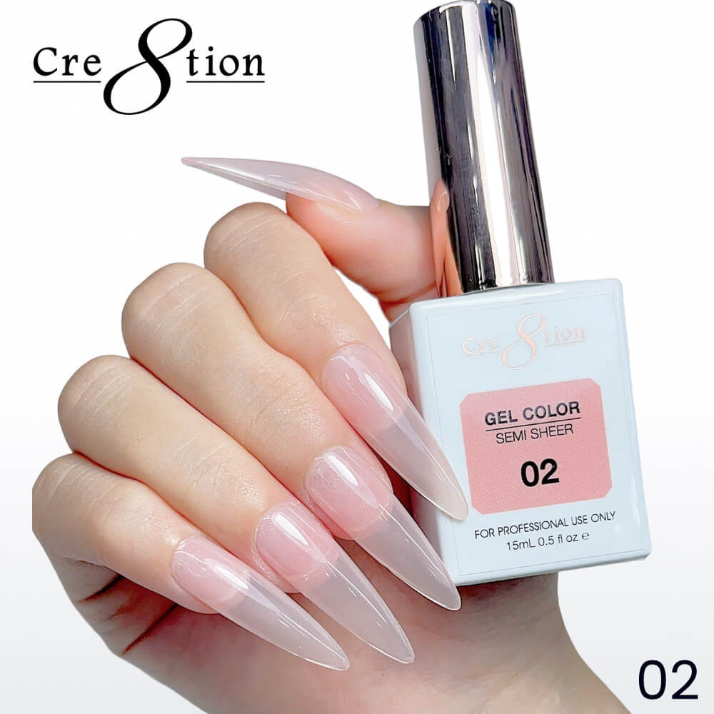 Cre8tion Soak off Gel Color Hema Free SEMI SHEER #02