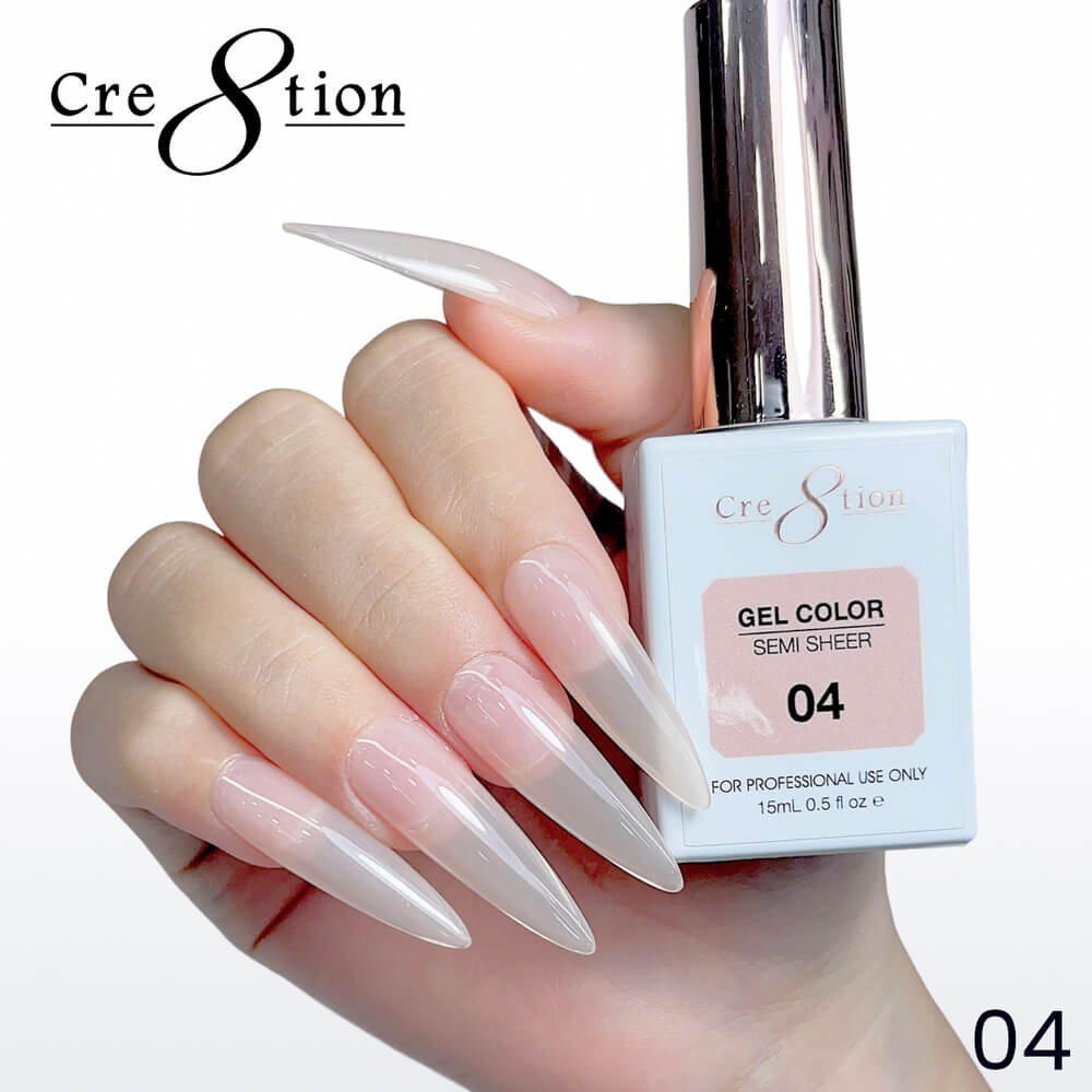Cre8tion Soak off Gel Color Hema Free SEMI SHEER #04