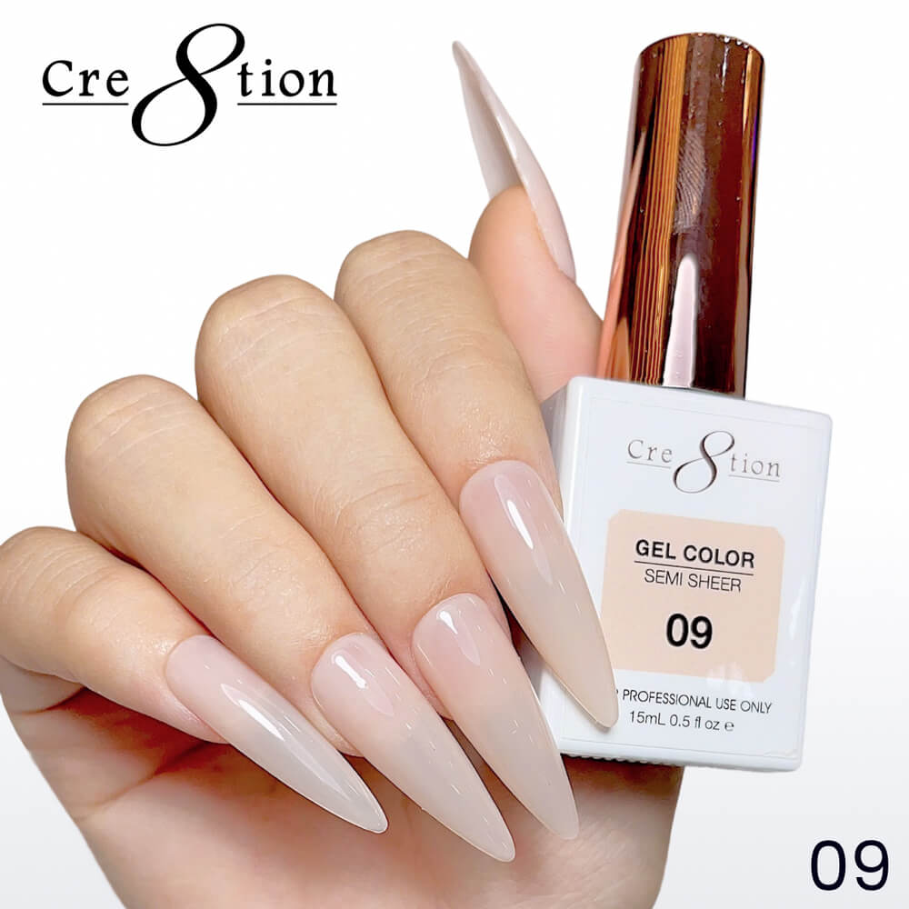Cre8tion Soak off Gel Color Hema Free SEMI SHEER #09