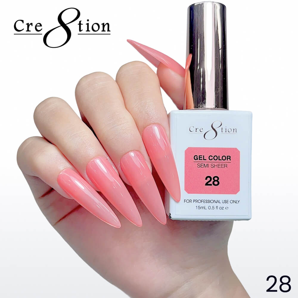 Cre8tion Soak off Gel Color Hema Free SEMI SHEER #28