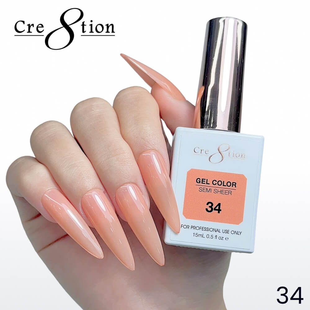 Cre8tion Soak off Gel Color Hema Free SEMI SHEER #34