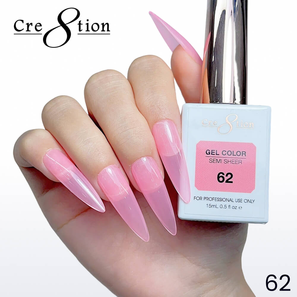 Cre8tion Soak off Gel Color Hema Free SEMI SHEER #62