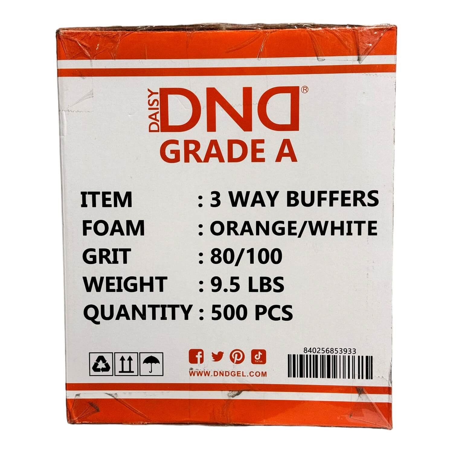 DND Grade A 3 Way Orange Buffer Grit 80/100 (500pcs/Case)