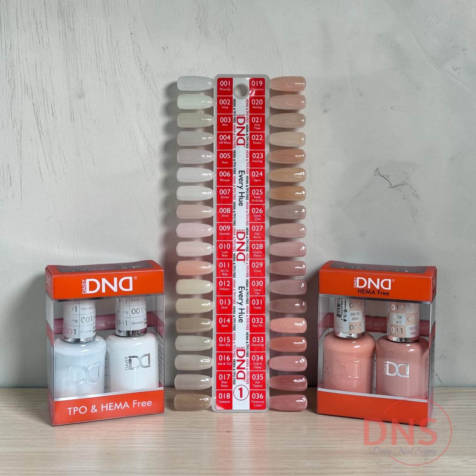 DND DUO Gel & Matching Nail Lacquer HEMA Free (36 Colors #001-->#036)