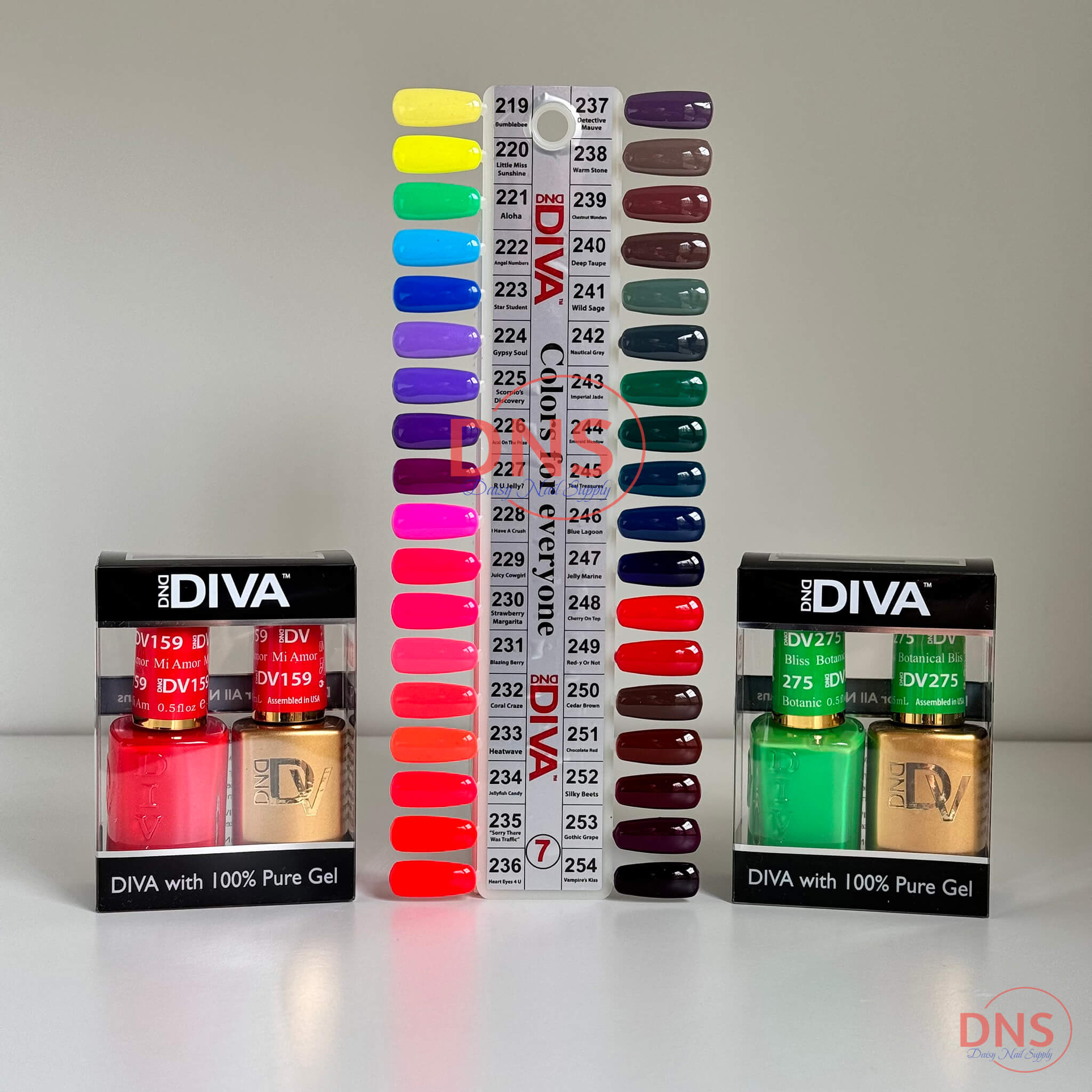 Diva Soak off Gel Set 36 Colors (#219 - 254) + Color chart Free