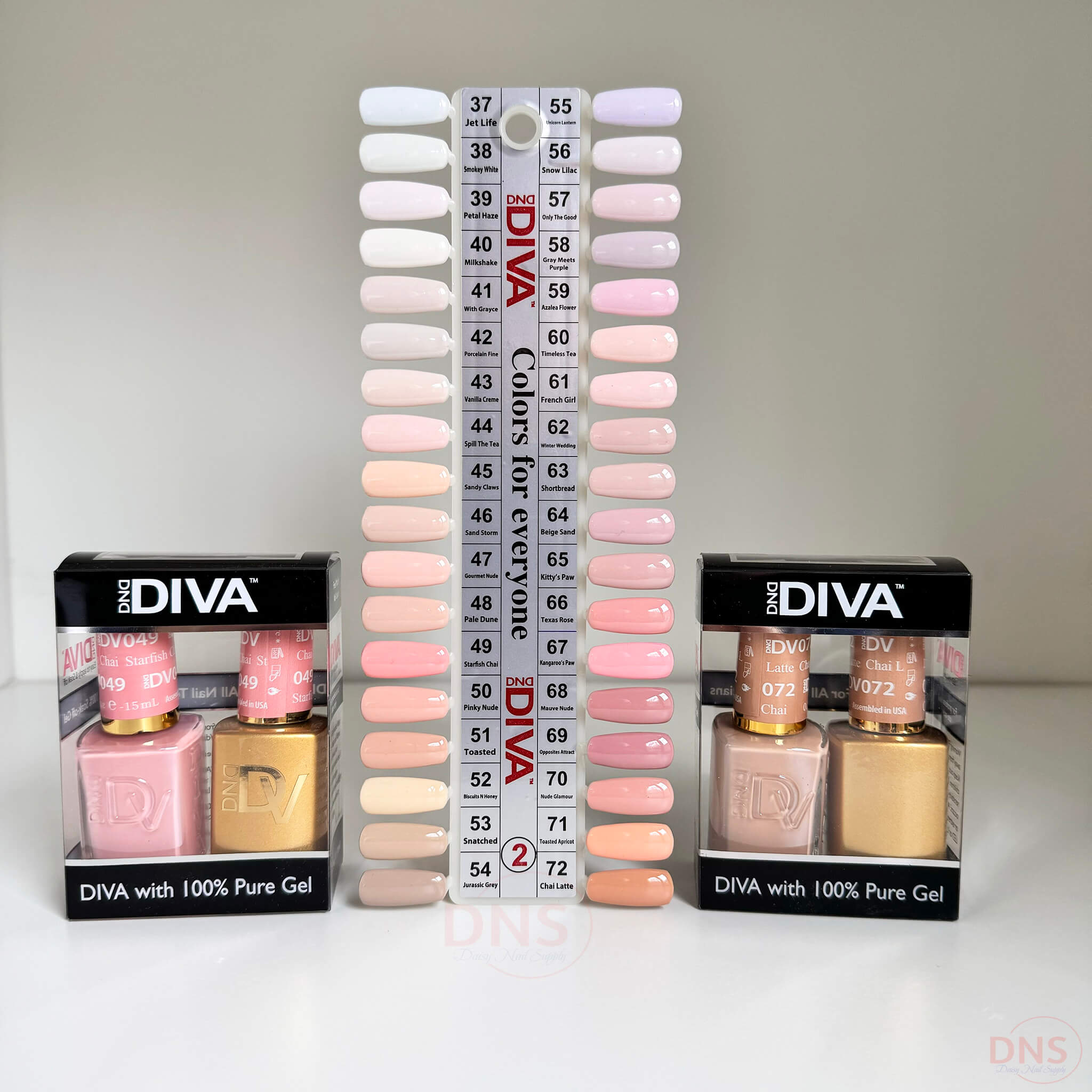 Diva Soak off Gel Set 36 Colors (#037 - 072) + Color chart Free