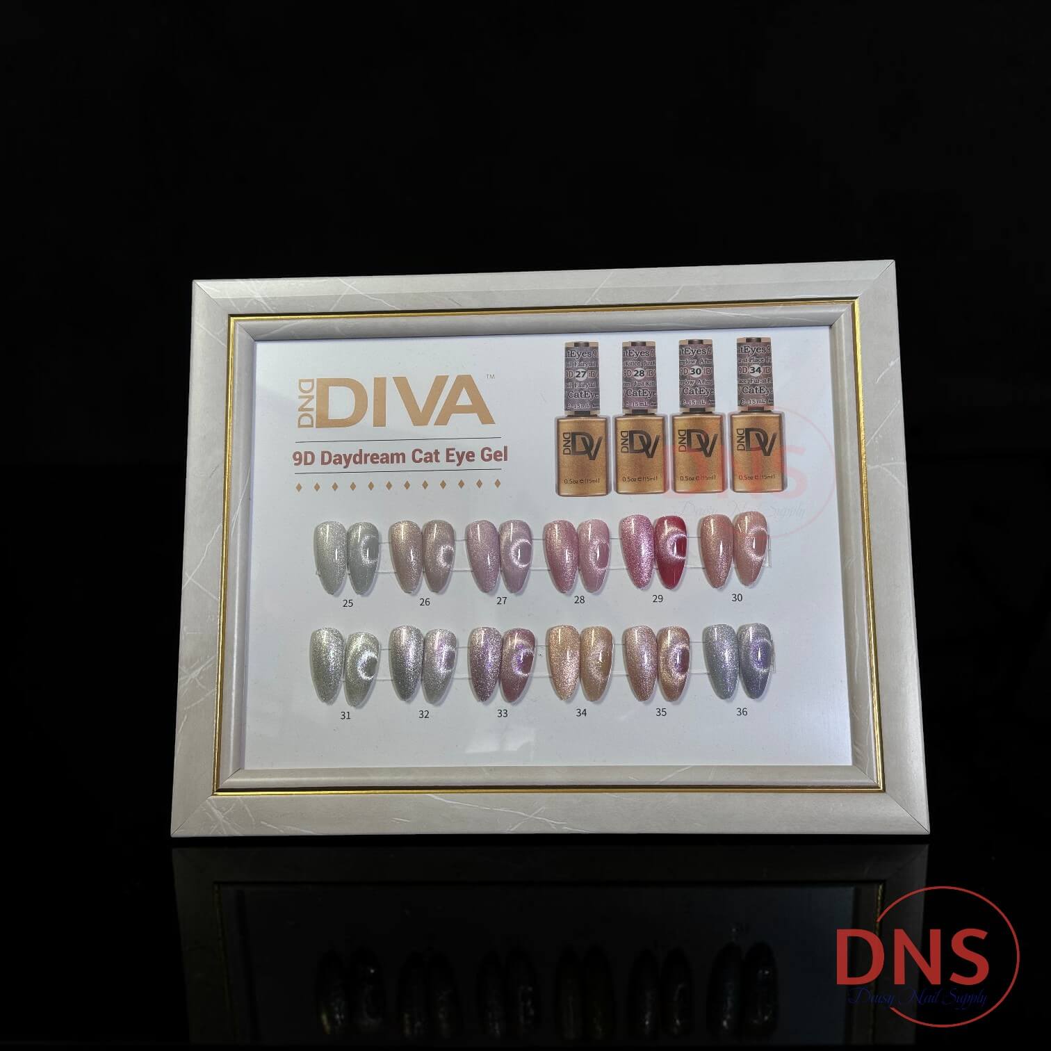 DND Diva Gel Nail Polish 9D Cat Eye Daydream Collection Set 12 Colors + 1 Magnet + 1 Color Chart