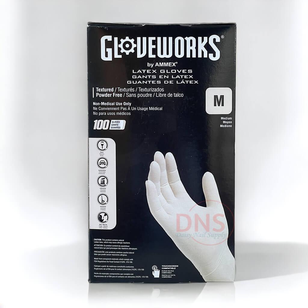 GloveWorks Disposable Latex Glove - Size M  (1 box of 50 Pairs)