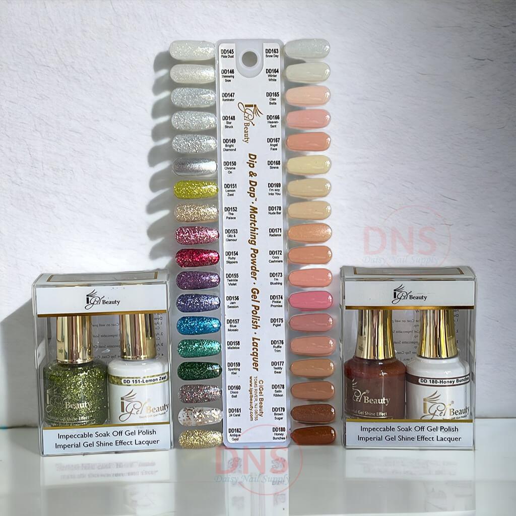 IGel Duo Gel + Matching Lacquer (Set 36 Colors 145-->180 + 1 Free Color Chart)