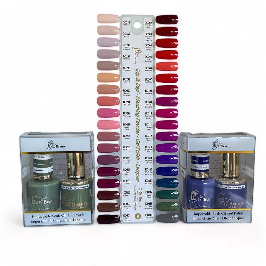 IGel Duo Gel + Matching Lacquer (Set 36 Colors 284-->319 + 1 Free Color Chart)