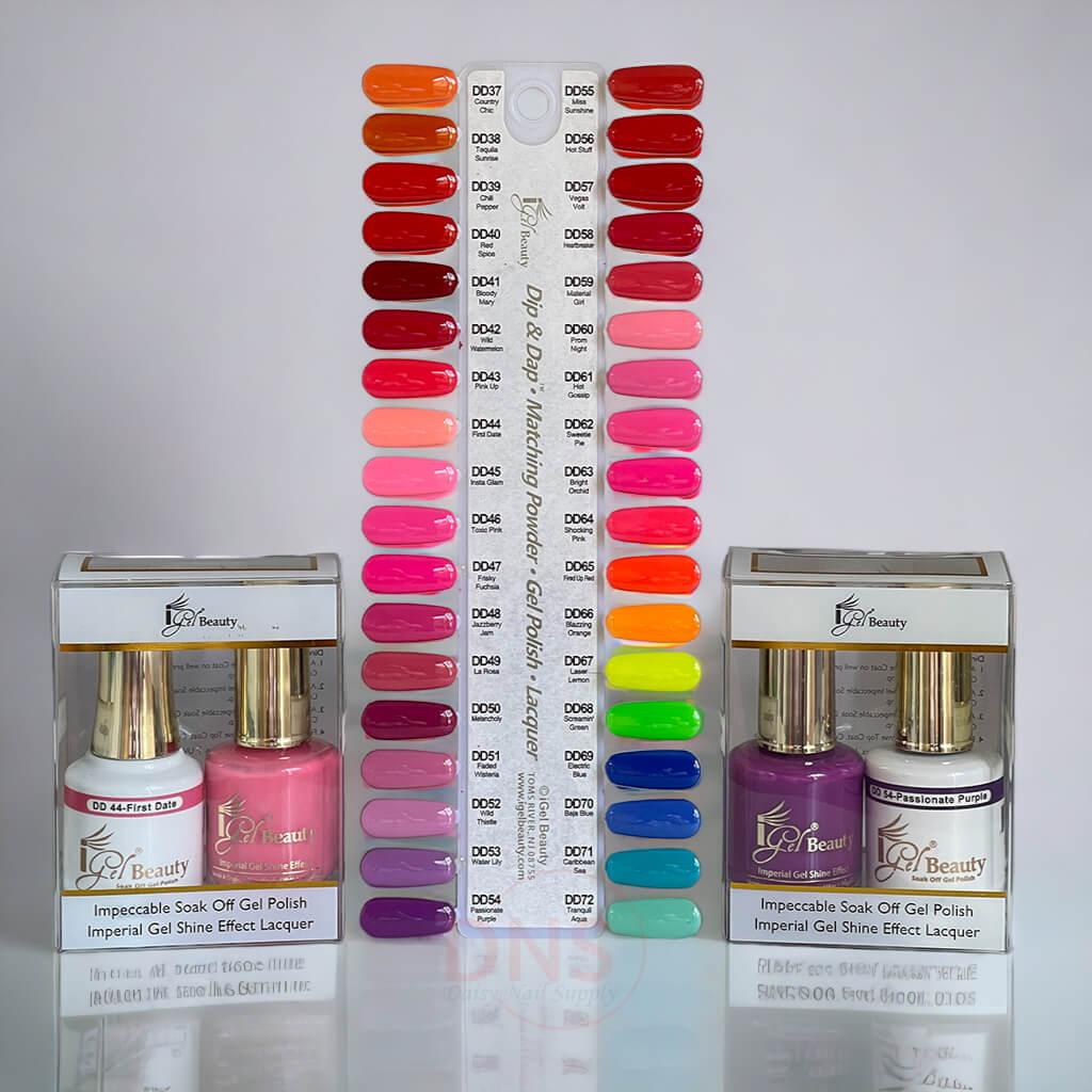IGel Duo Gel + Matching Lacquer (Set 36 Colors 037-->72 + 1 Free Color Chart)