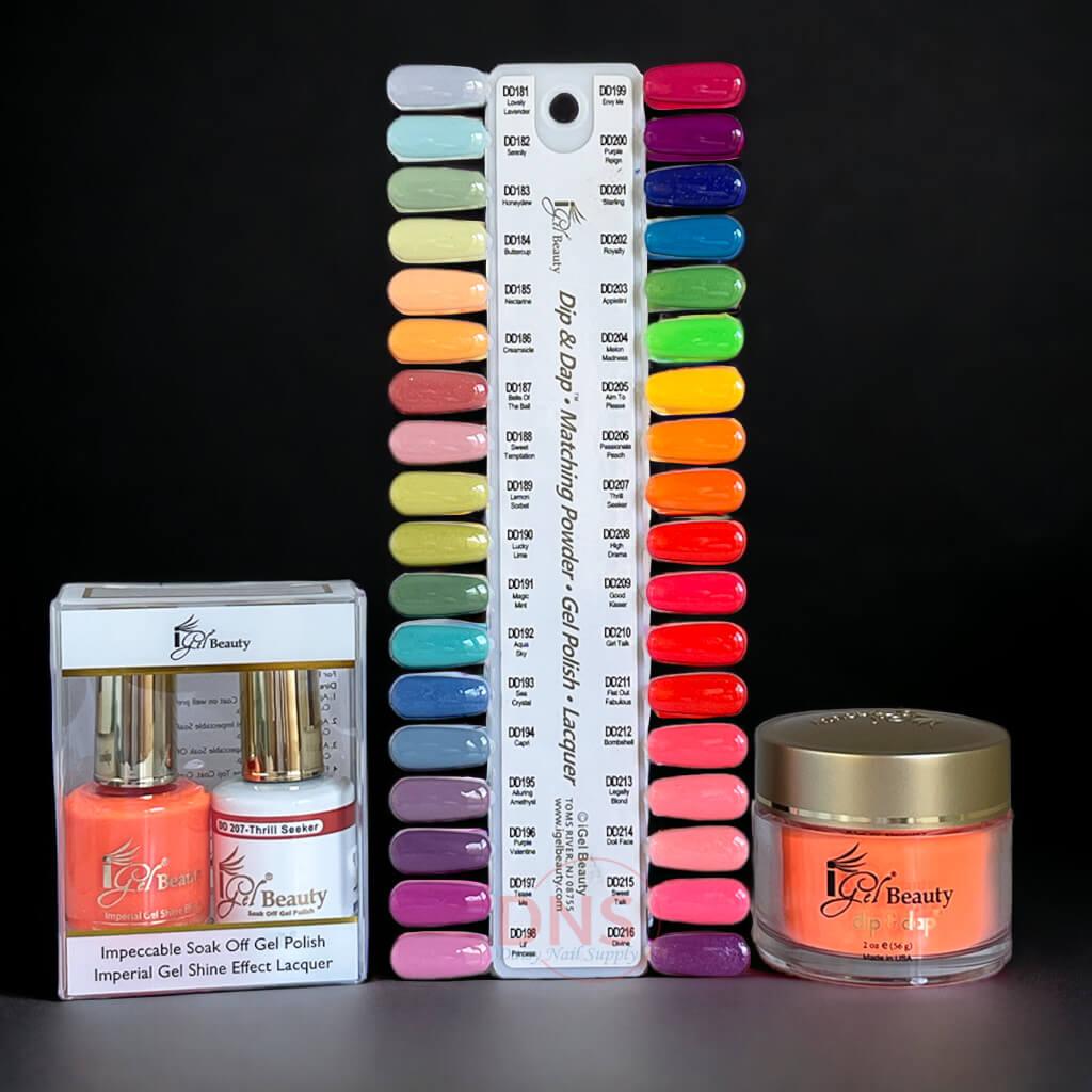 Igel Trio Dip Powder + Gel + Lacquer - Set of 36 colors 181-->216 + Free color Chart
