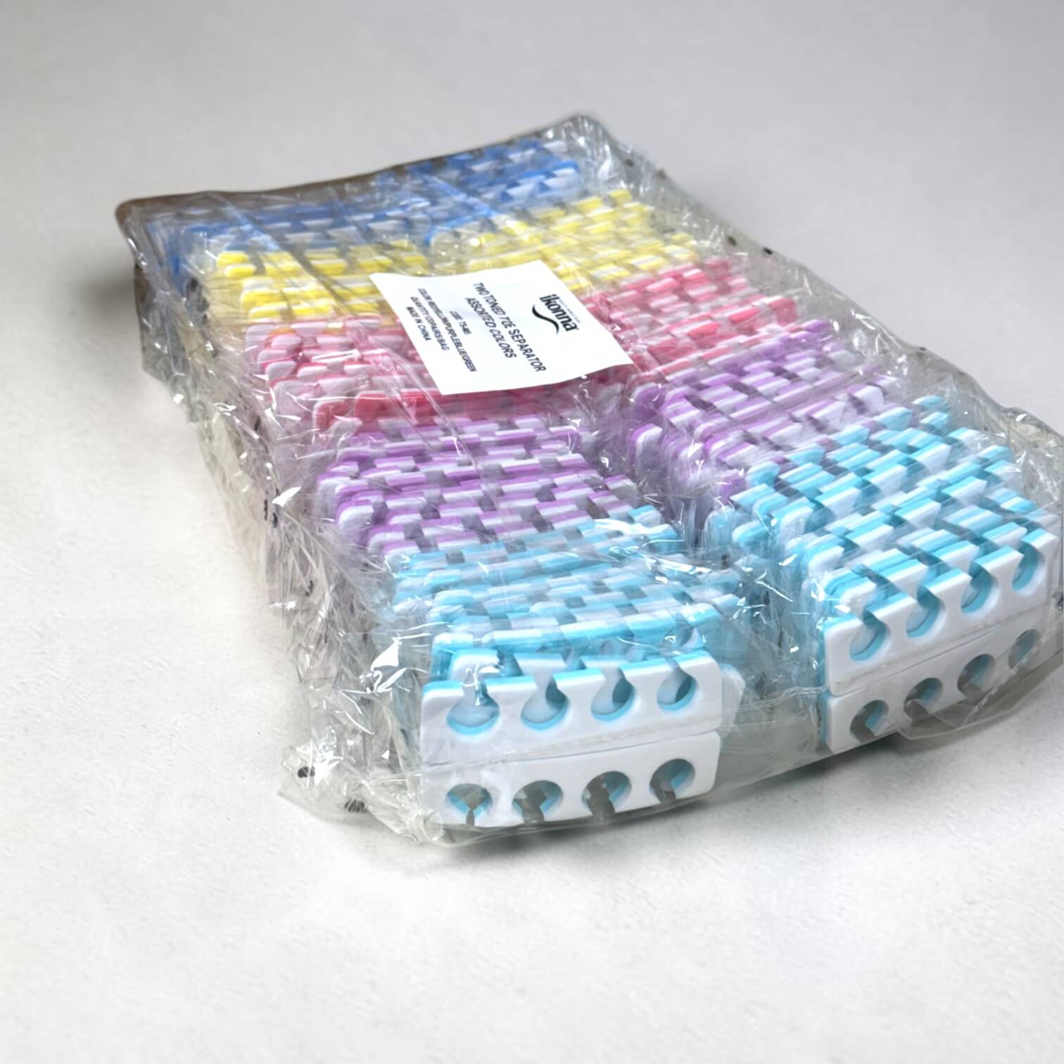 Ikonna Two Toned Toe Separator 4 holes, Assorted Colors 120 pairs/bag